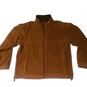Columbia Full Zip Fleece Jacket Rust Orange Mens Large Women XL Hiking Outdoor